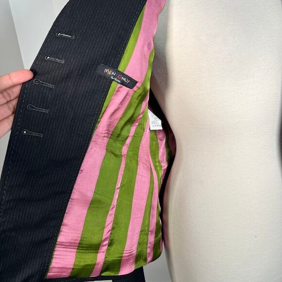 Paul Smith Women's Pinstripe Blazer Jacket 44 Black Virgin Wool Career Work - Picture 7 of 13